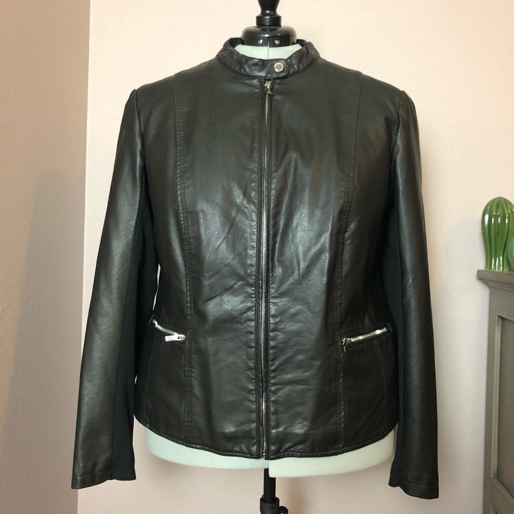 Plus size faux leather jacket - 3X